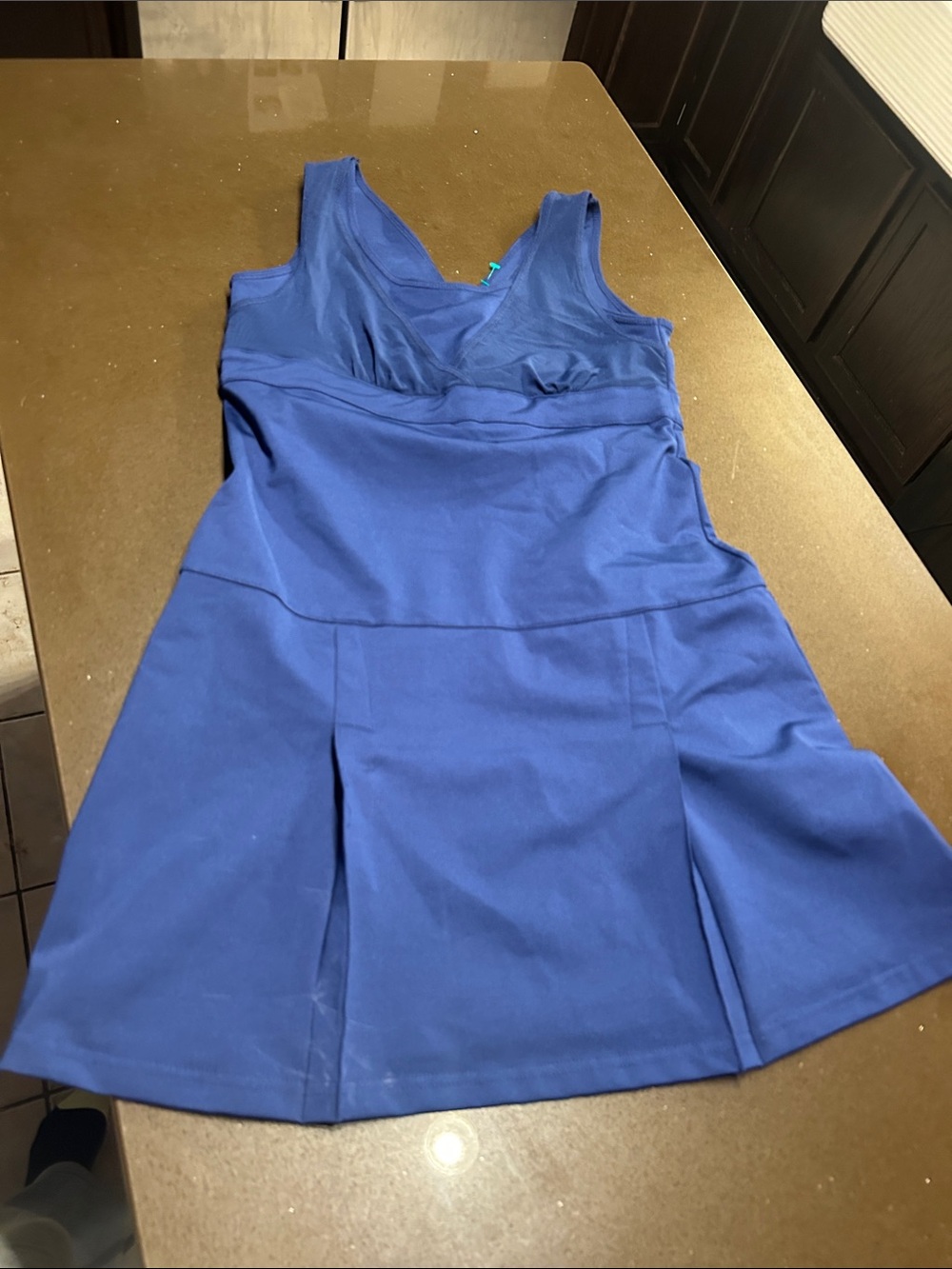 Athleta Royal Blue V-Neck Sleeveless A-Line Dress